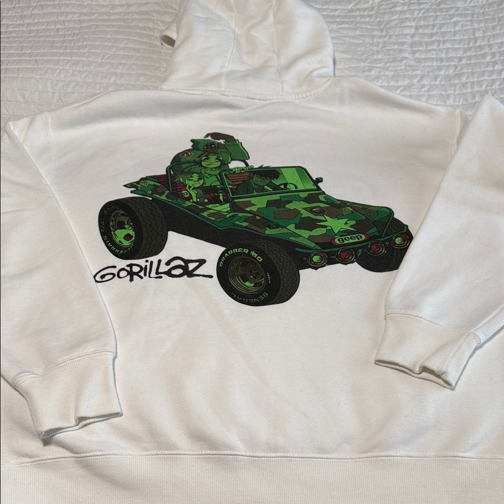 Gorillaz White Hoodie Sweatshirt - Picture 3 of 3
